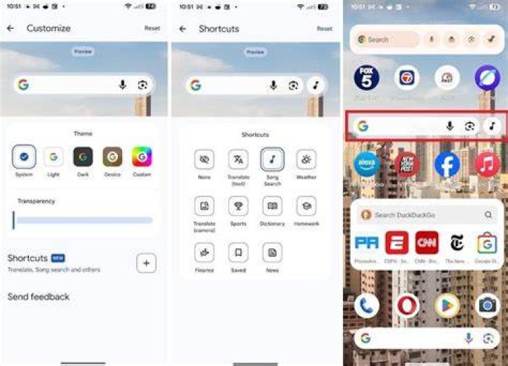 android sound search widget side-by-side screenshot 