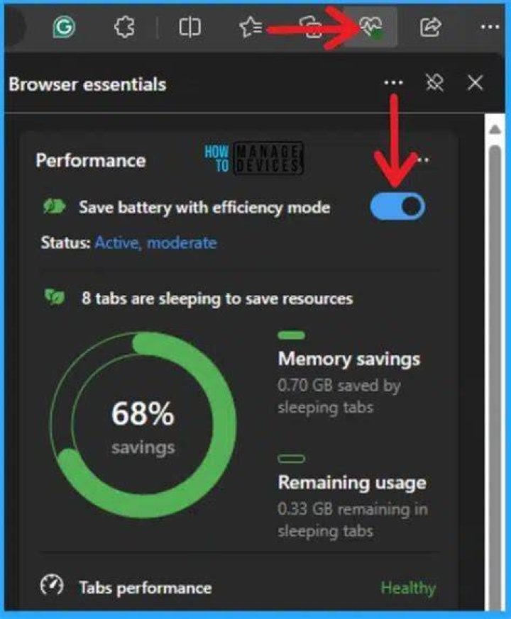 Enable efficiency mode in Microsoft Egde in Windows 11