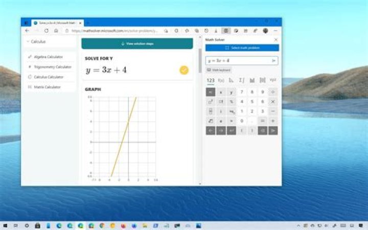 Math Solver in Microsoft Edge in Windows 11