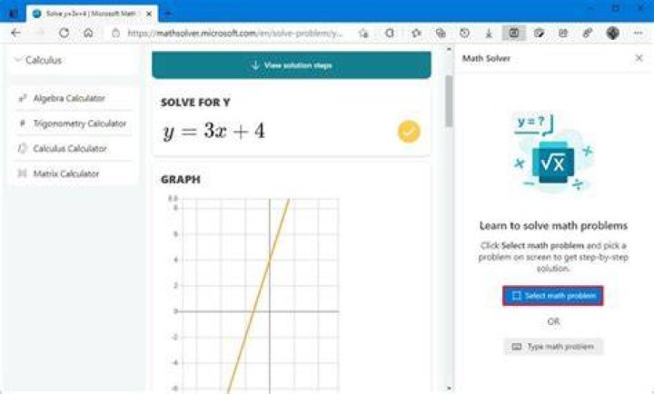select Math Solver from the toolbar
